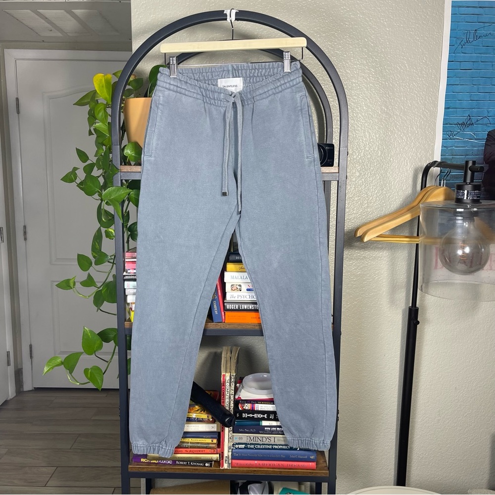 Talentless Pants Mens Small Gray Jogger Sweats Pullon Drawstring Heavy Cotton